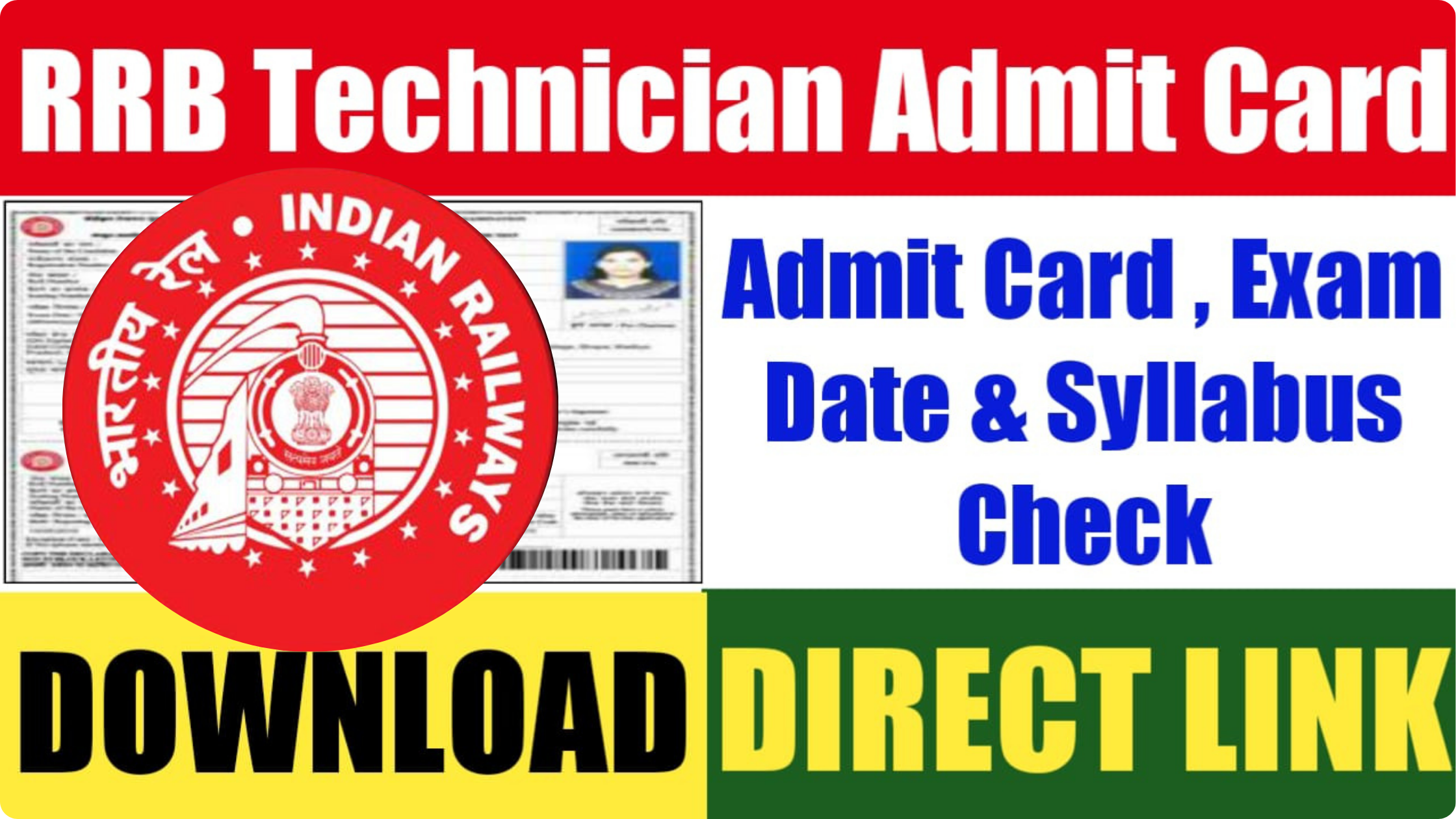 RRB Technician exam date 2024 admit card link
